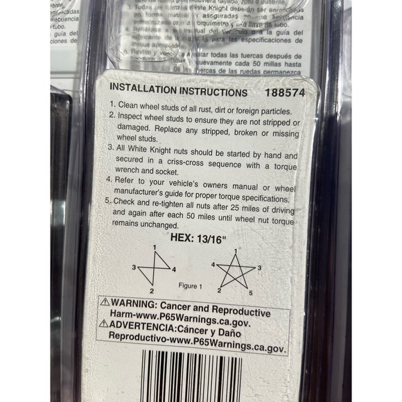 Assorted White Knight Lugnuts Set of 4 - Retail Value Over $100 - Picture 8 of 11